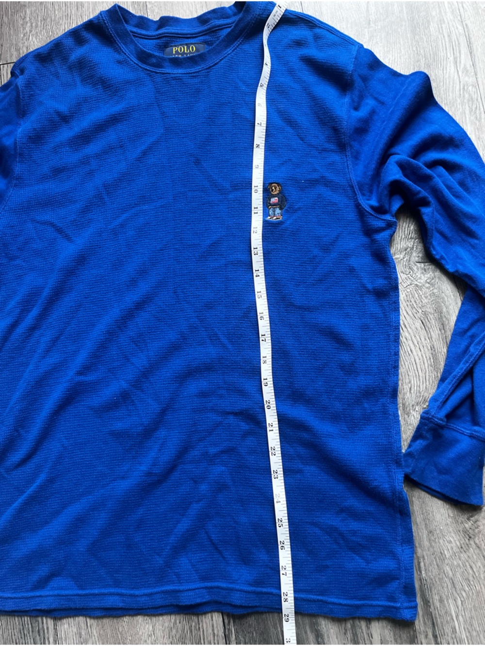 Polo Ralph Lauren Mens knit Bear logo Folded Waffle Long-Sleeve Shirt L - Picture 6 of 10